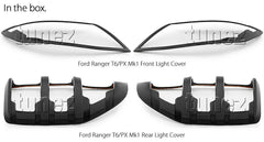 Matte Black Front Tail Rear Light Lamp Cover Ford Ranger T6 Wildtrak 2011-2014
