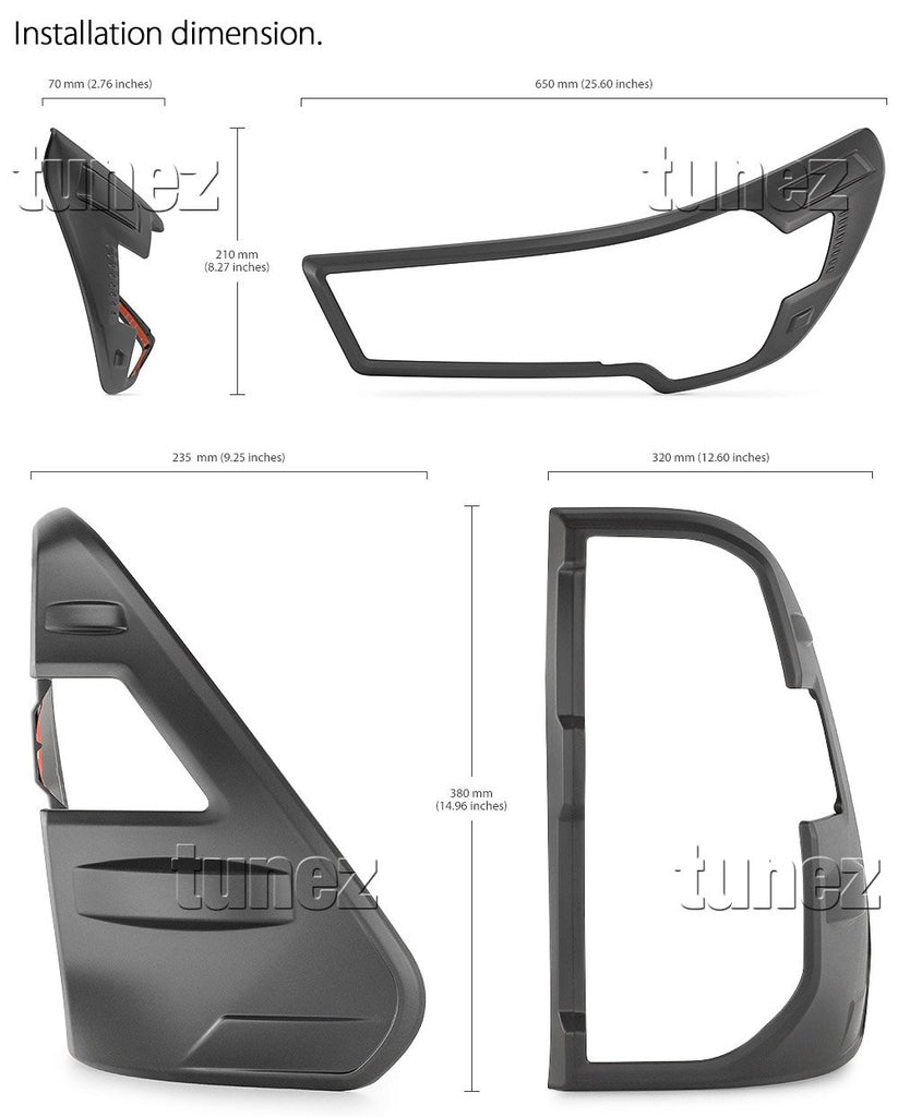 Black Front Rear Tail Light Lamp Cover For Toyota Hilux Mk3 2020 2021 2022 SR5