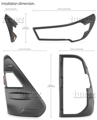 Black Front Rear Tail Light Lamp Cover For Toyota Hilux Mk3 2020 2021 2022 SR5
