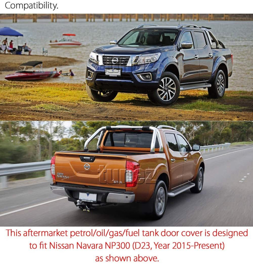 Petrol Gas Fuel Tank Door Cap Cover Compatible with Nissan Navara NP300 D23 (Year 2015-2020)