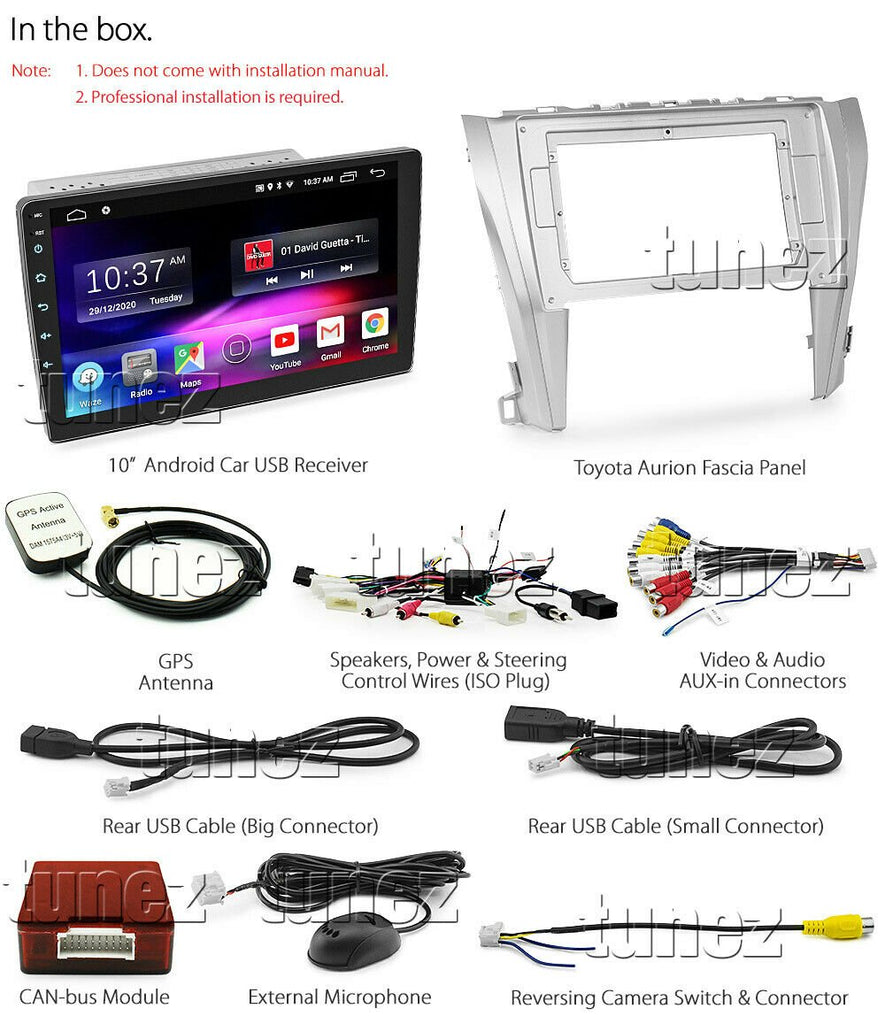 10" Android Car Player MP3 For Toyota Aurion 2015-2017 XV50 Stereo Radio Fascia