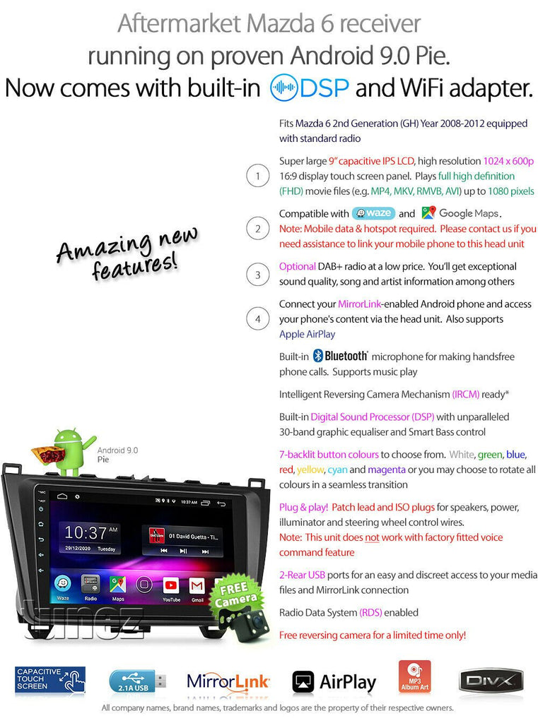 9" Android Car MP3 Player For Mazda 6 GH 2008-2012 Stereo Radio Head Unit Fascia