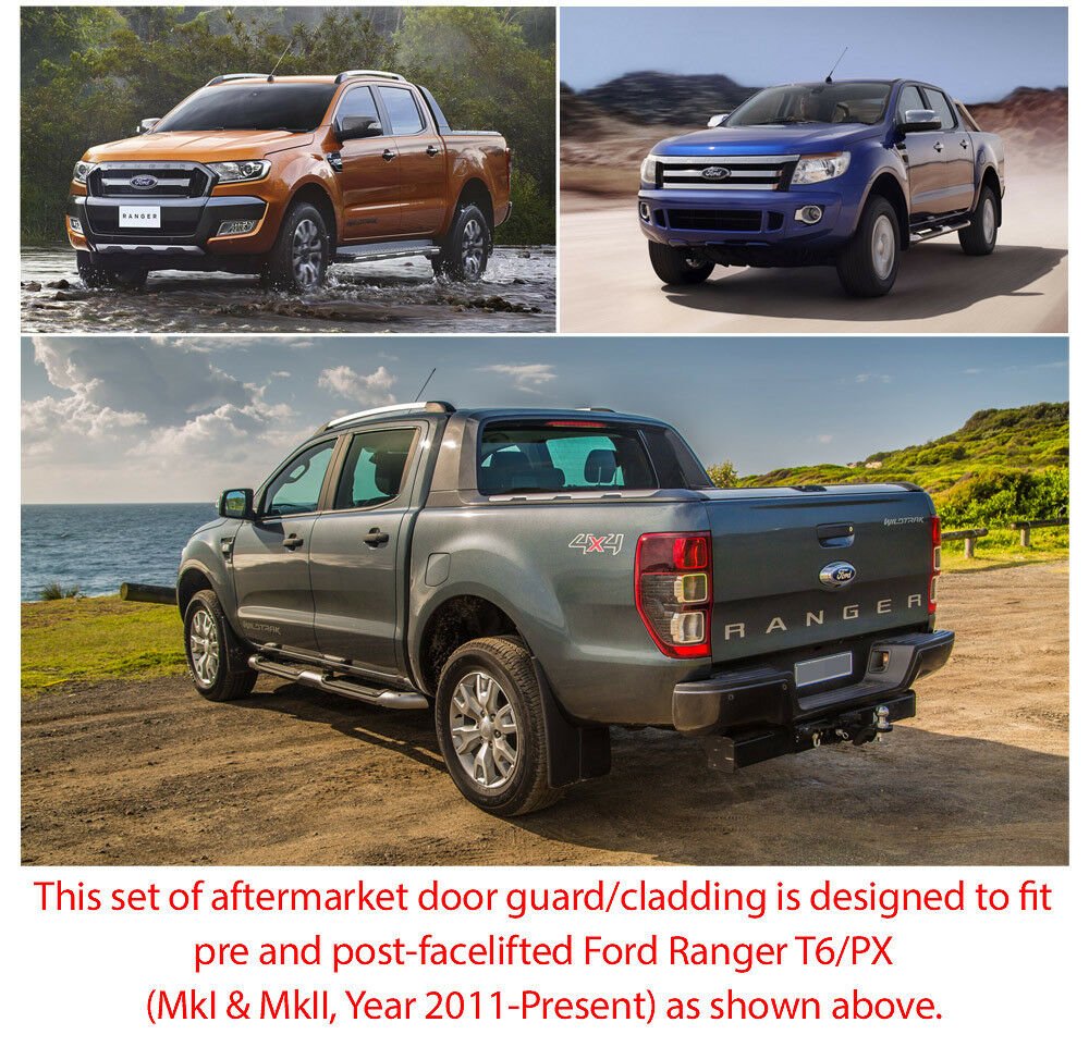 Door Guard Cladding Side Panel Protector Ford Ranger T6 PX MK1 MK2 XL XLT