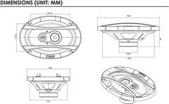 Nakamichi NSE6918 6x9 inches Car Stereo 3 Way Coaxial Speaker 260 Watts Peak Power 55-19.5kHz Frequency Response