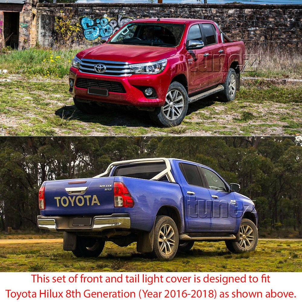 Front Tail Rear Light Lamp Cover For Toyota Hilux 2016 2017 2018 TRD Black