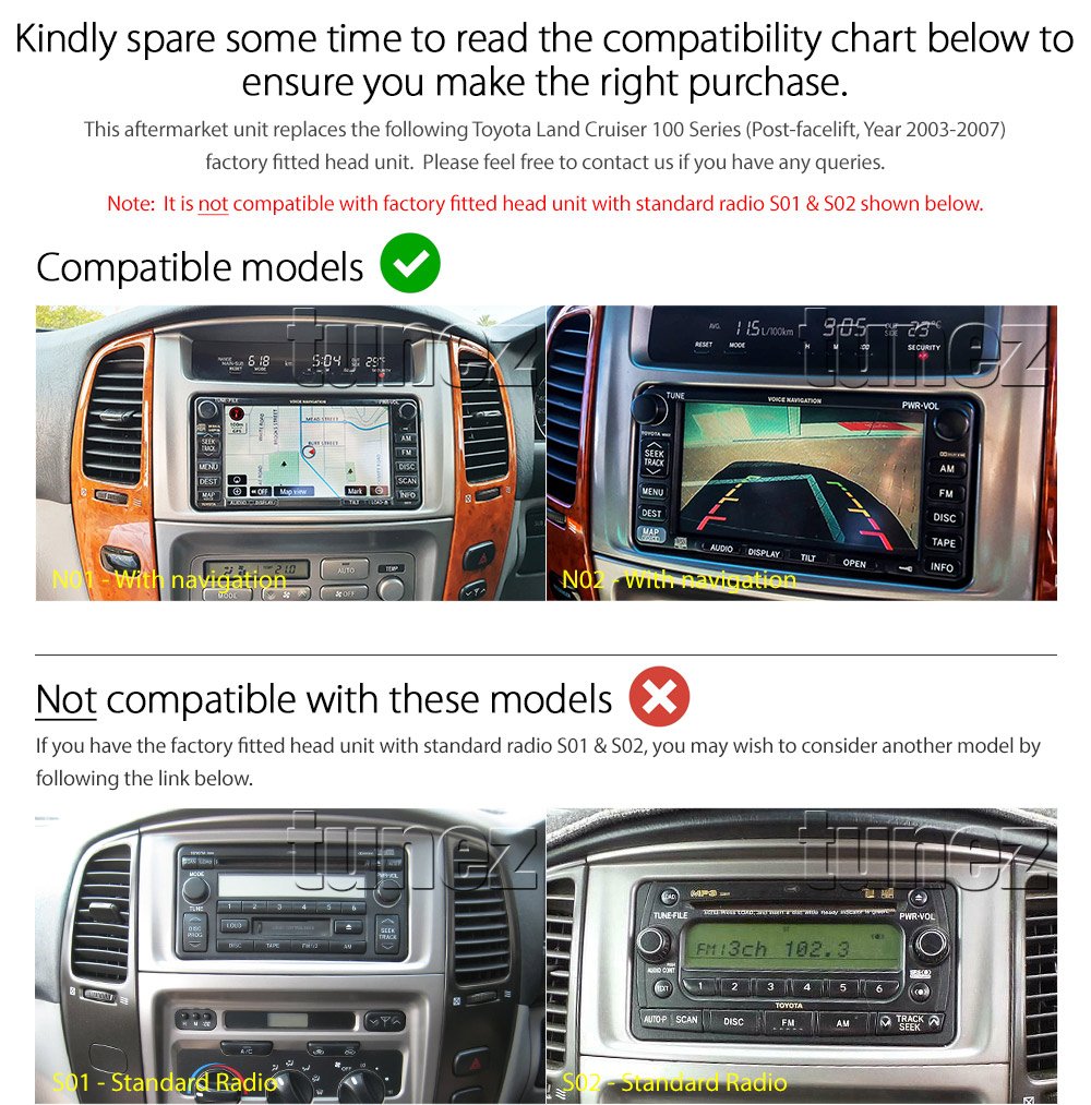 Apple CarPlay Android Auto For Toyota LandCruiser 100 2003-2007 Radio Stereo MP3