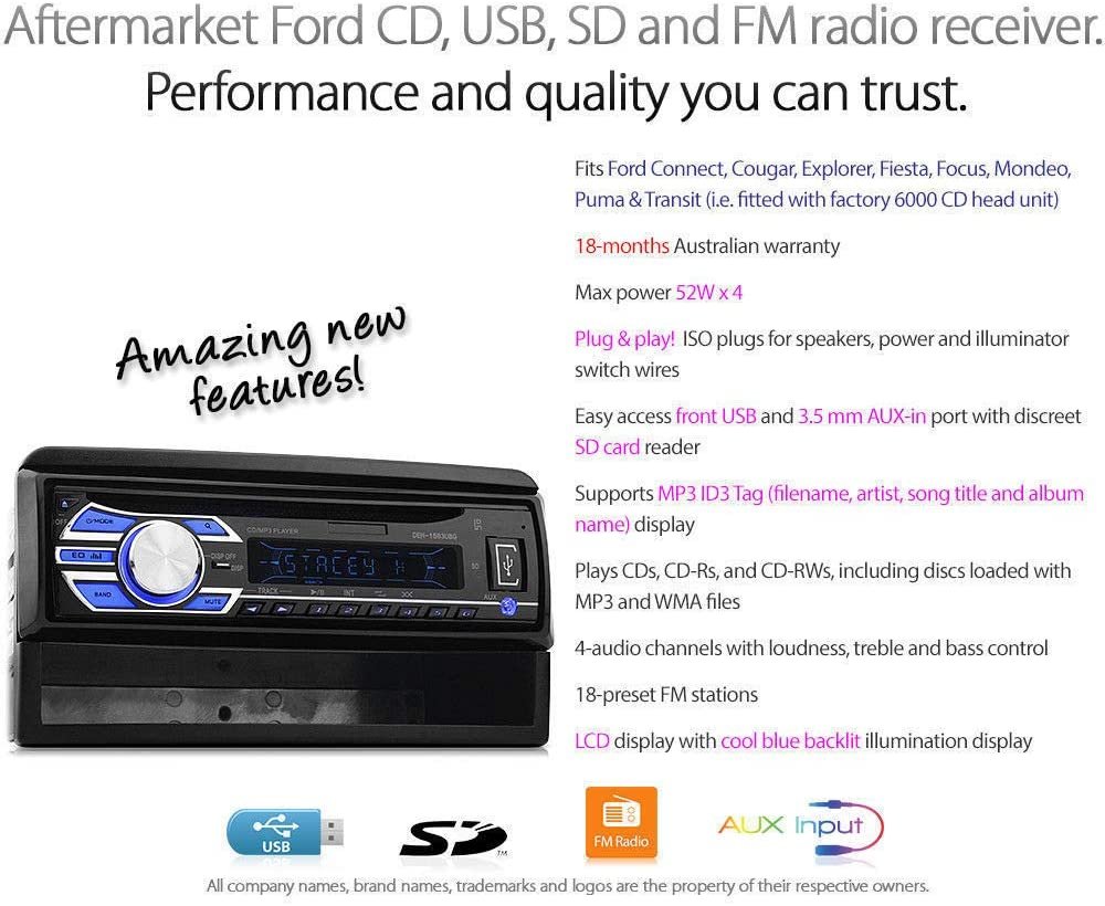 Car Audio Support CD Player USB MP3 FM Radio Replacment for Focus Transit Facia Fascia Kit Single 1 DIN