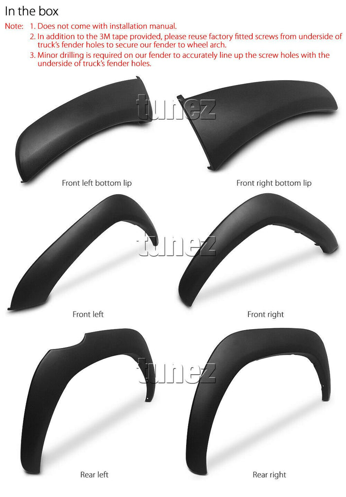 6 Pcs Set Wide Body Wheel Arch Fender Flare Plastic ABS For Toyota Hilux GUN1