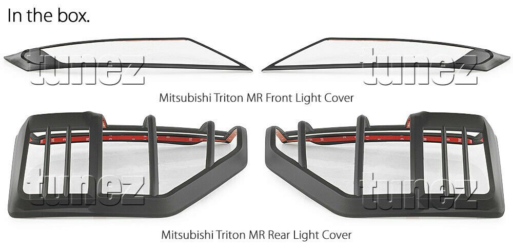 Matte Black Front Rear Tail Light Lamp Covers For Mitsubishi Triton MR 2019 2020