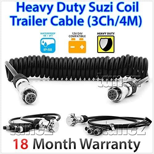 Suzi Cable 3-Channel 4 Meter Suzi Coil Trailer Cable 4PIN Connectors Truck Traile ...