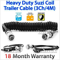 3-Channel 4 Meter Suzi Coil Trailer Cable 4PIN Connectors Truck Trailer Caravan