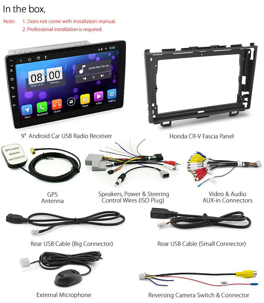 9" Android Car MP3 Player For Honda CR-V CRV 2007-2011 RE Radio Stereo MP4 Facia