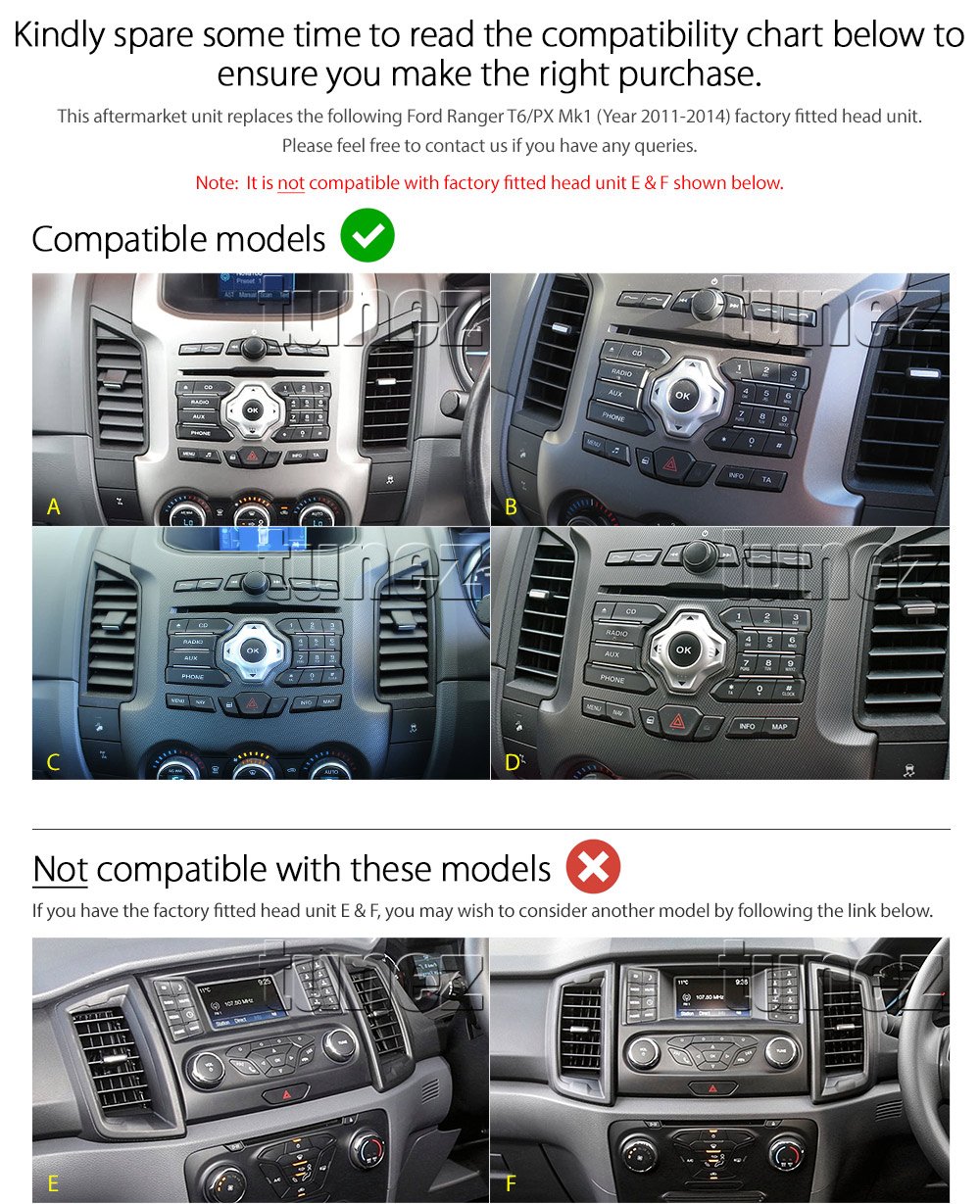 Apple CarPlay Android Auto For Ford Ranger PX T6 MK1 2011-2014 Stereo ...