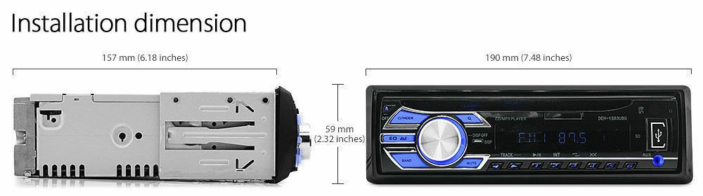 Audio Single 1 DIN Head Unit CD USB SD Player 52Wx4 Car MP3 Radio ID3 Tag