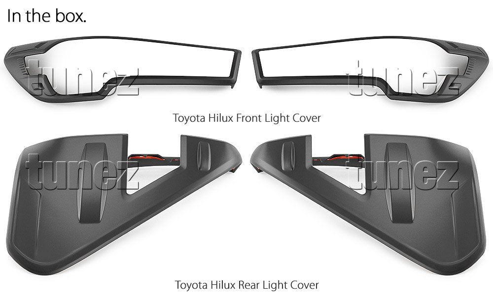 Black Front Rear Tail Light Lamp Cover For Toyota Hilux Mk3 2020 2021 2022 SR5