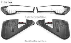 Black Front Rear Tail Light Lamp Cover For Toyota Hilux Mk3 2020 2021 2022 SR5