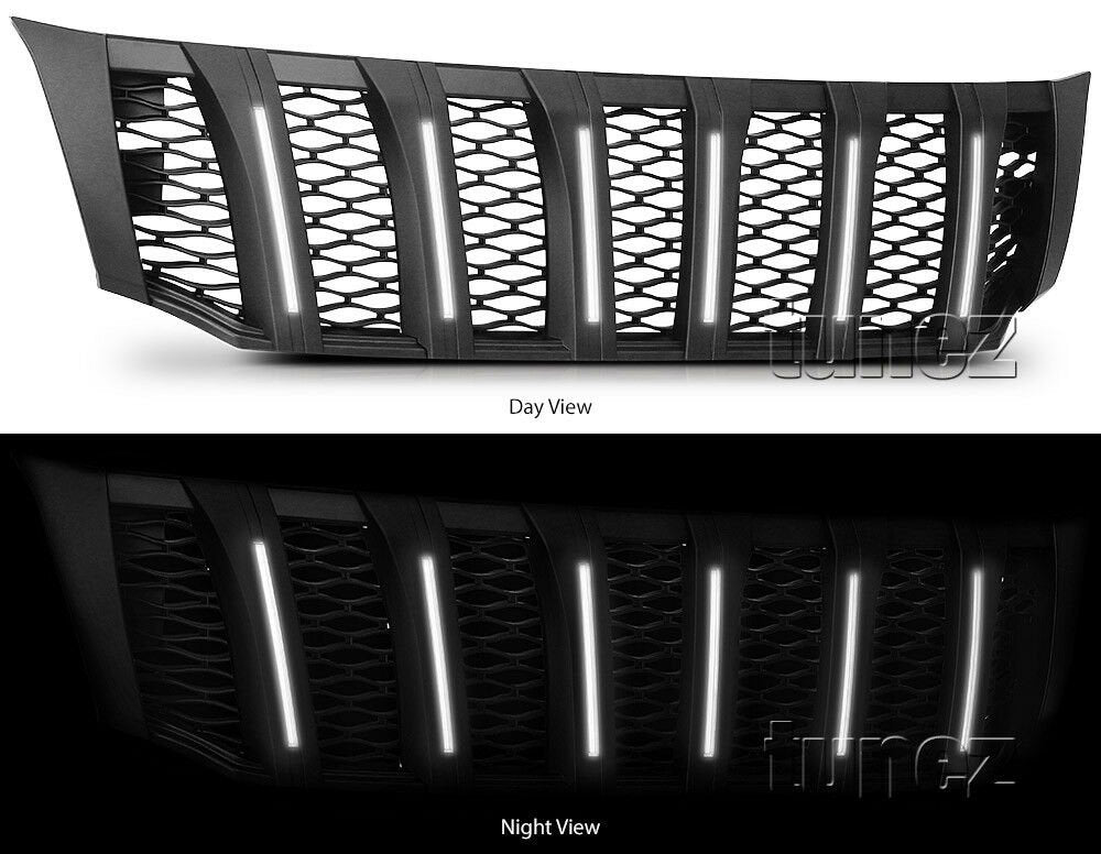 NEW Matt Black Grille Mesh For Nissan Navara NP300 D23 White LED Light 2015-2019