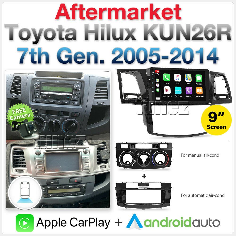 Apple CarPlay Android Auto For Toyota HiLux 2005-2014 Stereo Radio GPS Fascia