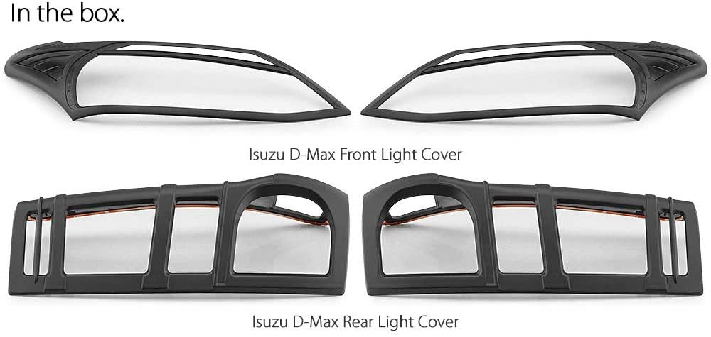Front Tail Rear Light Headlight Black Cover Compatible with Isuzu D-Max 2nd generation (pre-facelight, RT50), Year 2012-2016