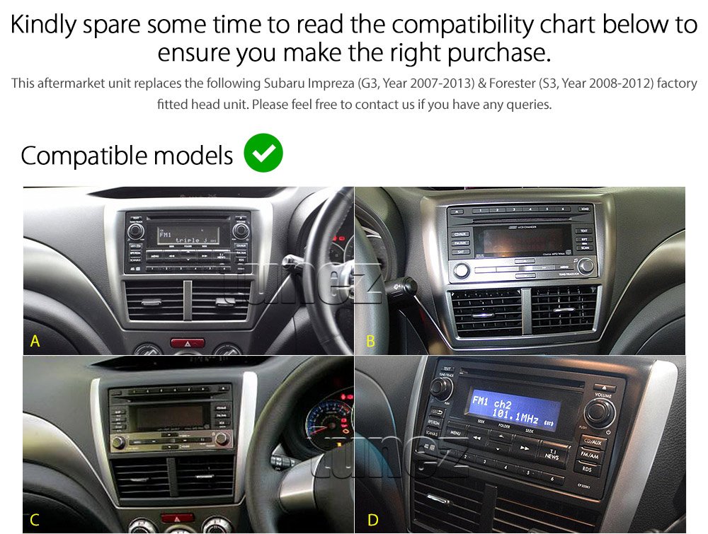 Car DVD Player Subaru Impreza Forester Stereo Radio CD USB Fascia Facia ISO Kit