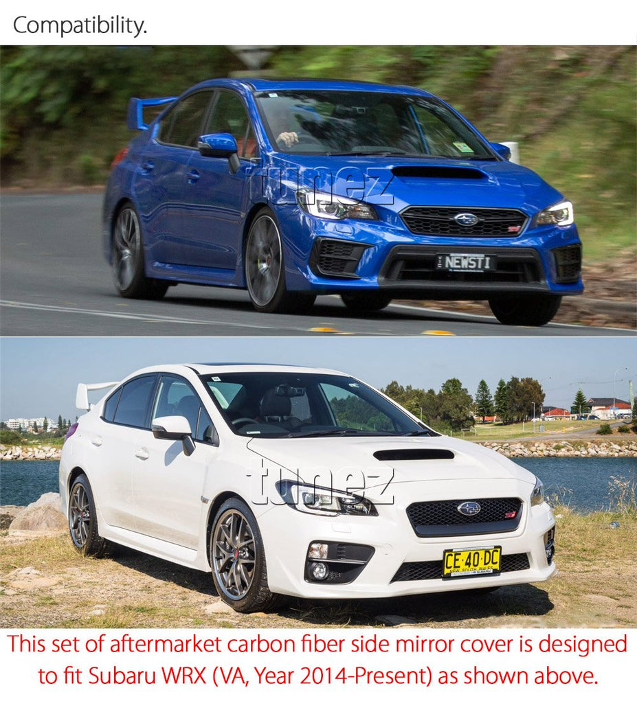 Black Carbon Fiber Side Mirror Cover For Subaru WRX VA 2014-2021 STI Premium