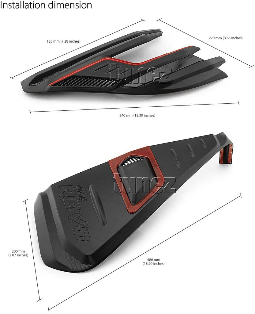Front Tail Rear Light Lamp Cover Compatible With Toyota Hilux GUN1 2016-2020 TRD Black & Red