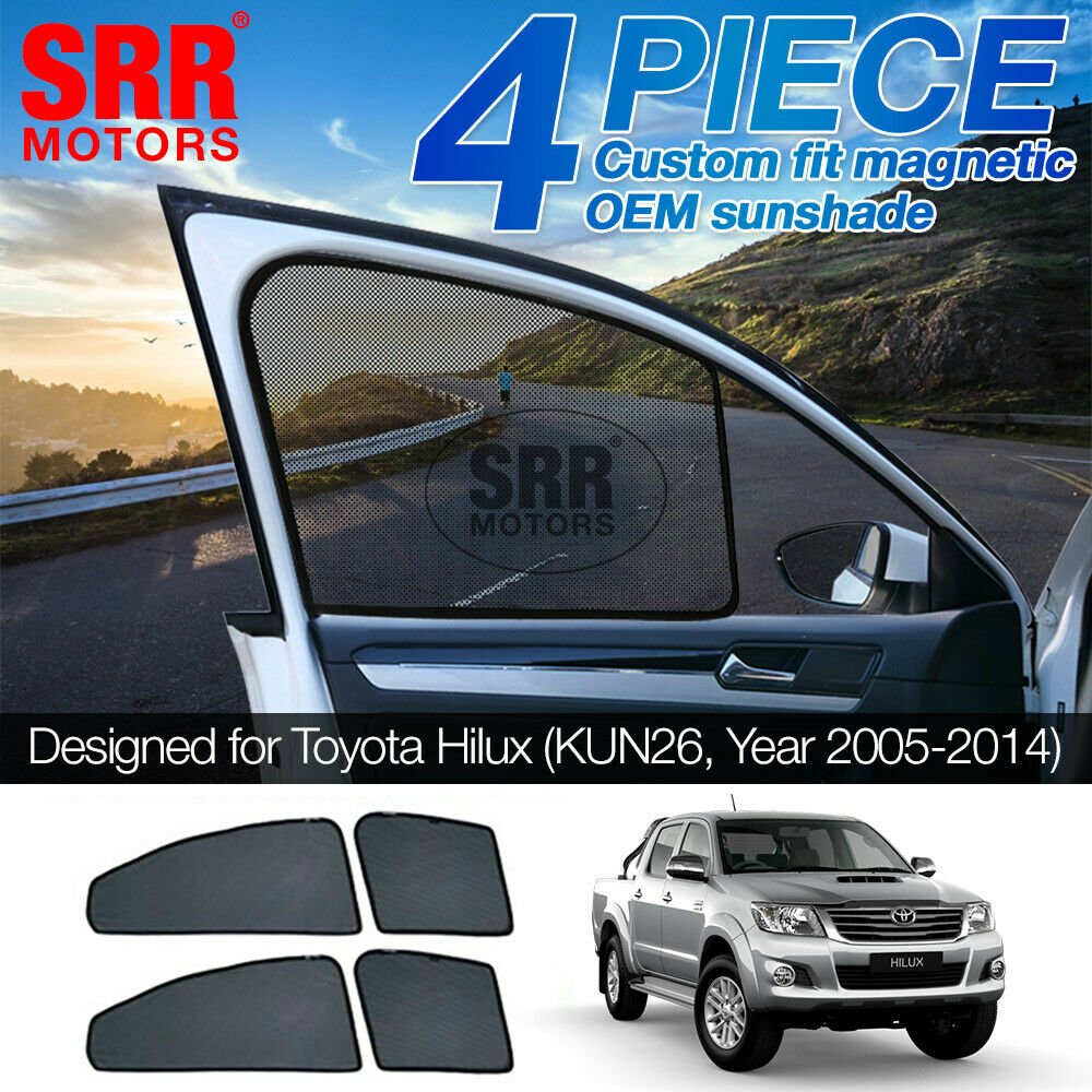 Custom Magnetic Sun Shade Door Side Car Window For Toyota Hilux 2005-2014 KUN26