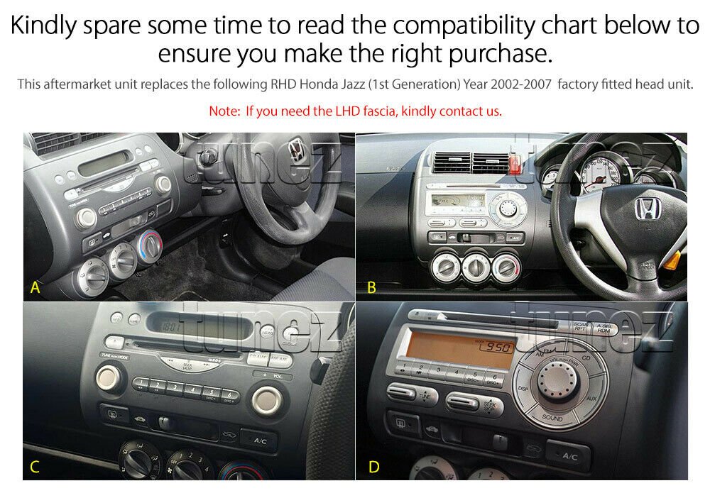 9" Android MP3 Car Player GPS For Honda Jazz GD 2002-2007 Stereo Radio Fascia