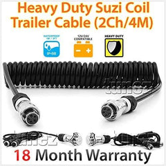 2-Channel 4 Meter Suzi Coil Trailer Cable 4PIN Connectors Truck Trailer Caravan