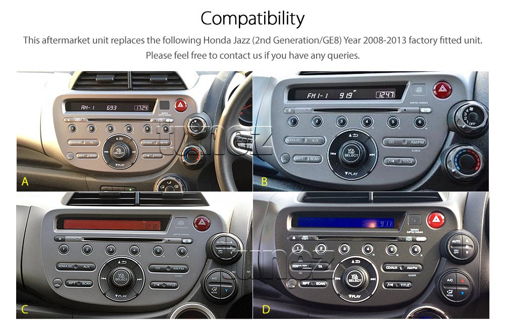 Apple CarPlay Android Auto For Honda Jazz GE8 2008-2013 USB MP3 MP4 Stereo Radio