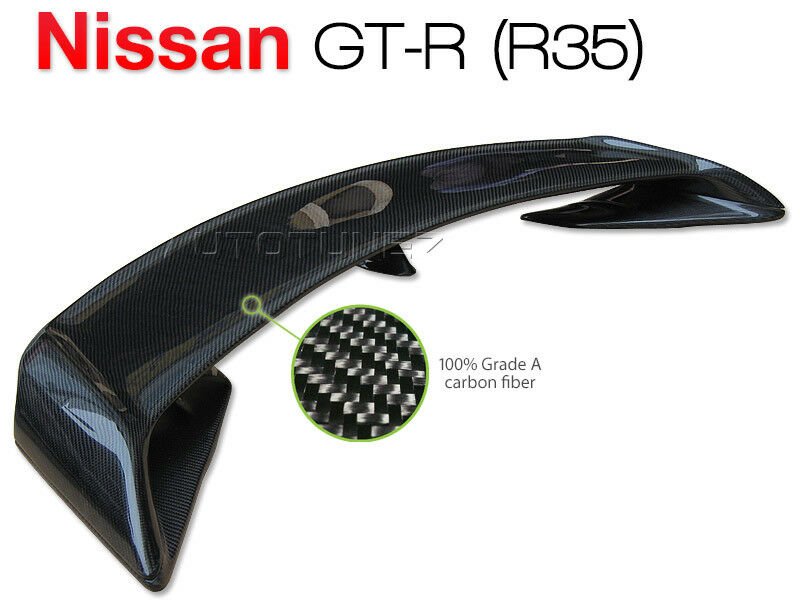 Carbon Fiber Rear Spoiler Wing For Nissan GT-R R35 Skyline Spec-V GTR ...