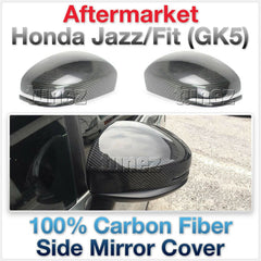 Genuine Carbon Fiber Side Mirror Cover Car For Honda Fit Jazz GK5 2015 2016 2017