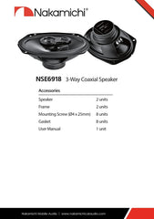 Nakamichi NSE6918 6x9 inches Car Stereo 3 Way Coaxial Speaker 260 Watts Peak Power 55-19.5kHz Frequency Response