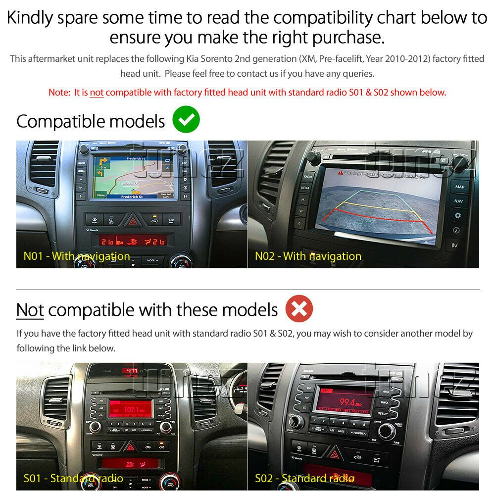 10" Android Car Player MP3 Kia Sorento 2012 XM GPS Head Unit Radio Stereo Fascia