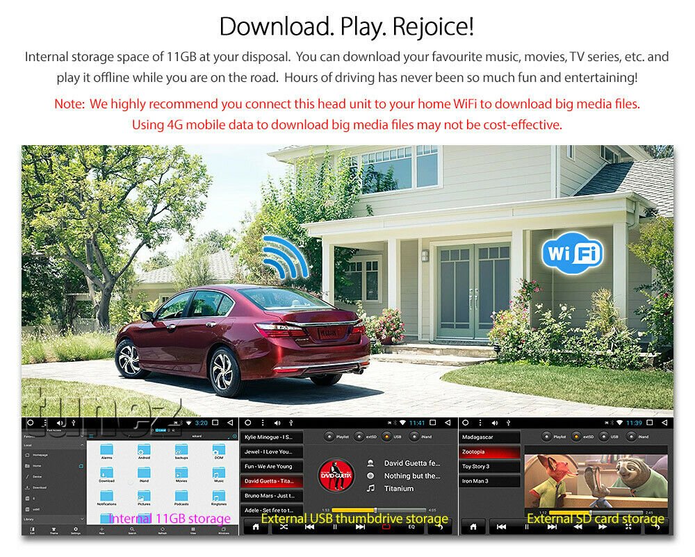 Car Android Stereo Double 2 DIN Head Unit MP3 MP4 Player 2.1A USB Radio SD