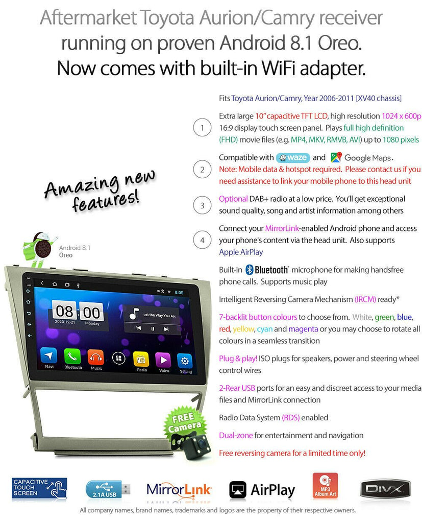 10" Android Car MP3 Player For Toyota Aurion Camry 2006-2011 Radio Stereo MP4