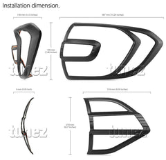 Head Tail Rear Light Lamp Cover For Ford Everest UA Matt Black 2015-Present