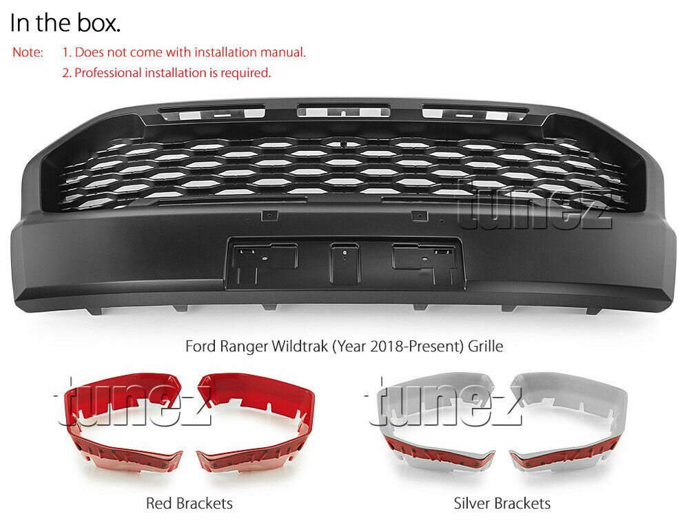 Matt Black Grille For Ford Ranger Wildtrak MK3 T6 PX Matte Grill Front Mesh