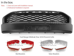 Matt Black Grille For Ford Ranger Wildtrak MK3 T6 PX Matte Grill Front Mesh