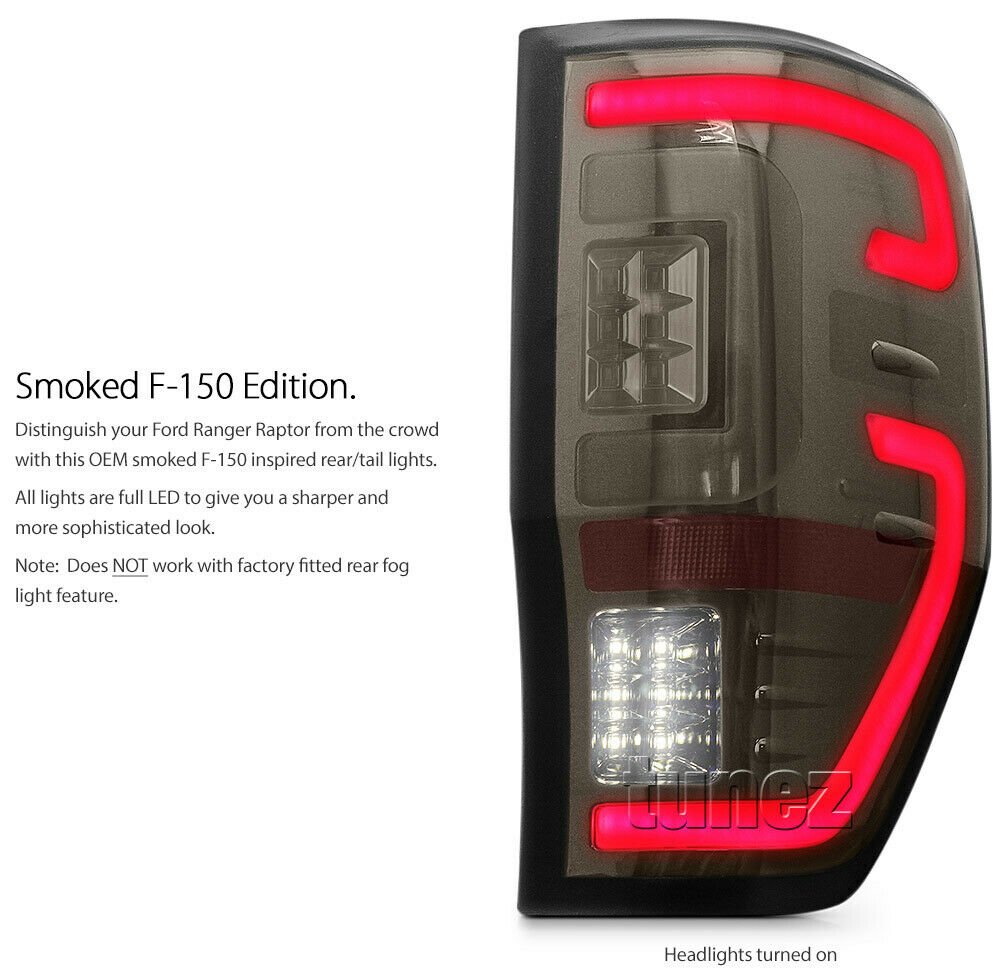 NEW Smoked LED Tail Rear Lamp Lights For Ford Ranger Raptor 2018 2019 ...