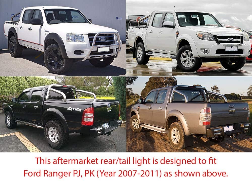 Right Side Replacement Rear Tail Light Lamp for Ford Ranger PJ PK 2007-2011 Ute Right Hand Side XL XL Hi-Rider XLT XLT Hi-Rider Wildtrak New Facelift Edition With Bulbs & Globe