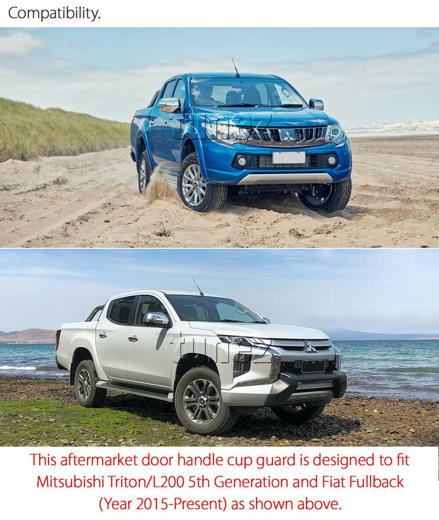 4x Door Handle Cup Guard Cover Matt Black For Mitsubishi Triton MQ MR