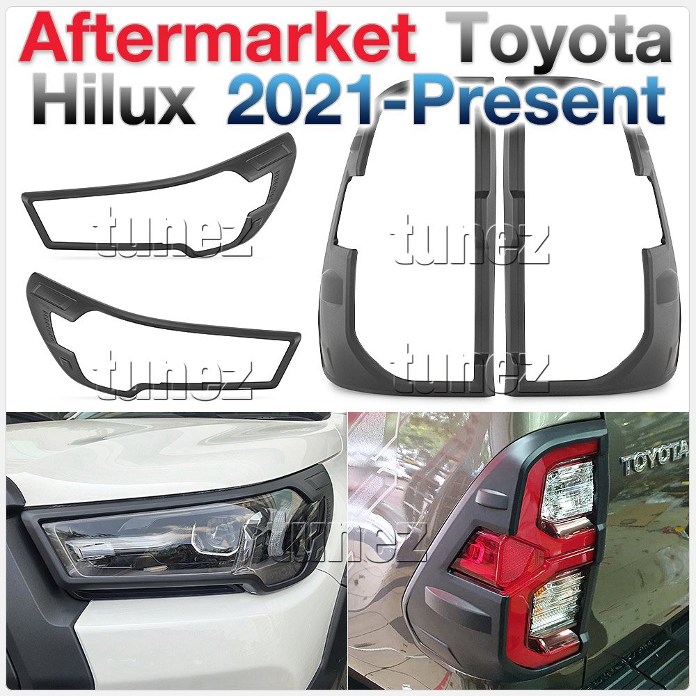 Black Front Rear Tail Light Lamp Cover For Toyota Hilux Mk3 2020 2021 2022 SR5