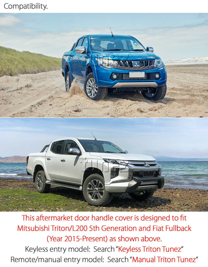 Matt Keyless Smart Key Door Handle Cover Guard For Mitsubishi Triton MQ MR