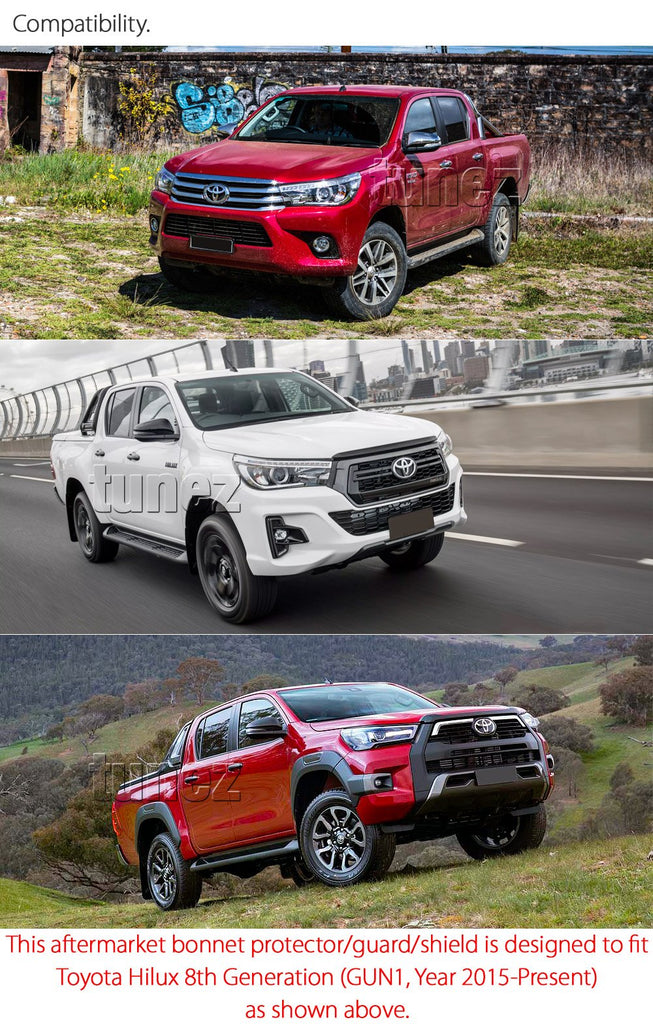 Black ABS Bonnet Protector Guard Shield For Toyota Hilux GUN1 2015-2021 SR SR5