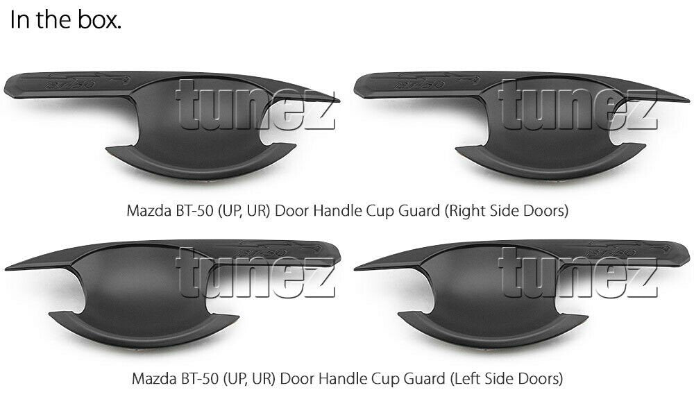 4x Matte Black Door Handle Cup Guard Cover For Mazda BT50 BT-50 UP UR 2012-2019