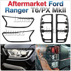 Head Light And Tail Light Guards for Ford Ranger PX2 MK2 T6 2016 2017 Matte Black Front Tail Rear Light Lamp Covers Trims