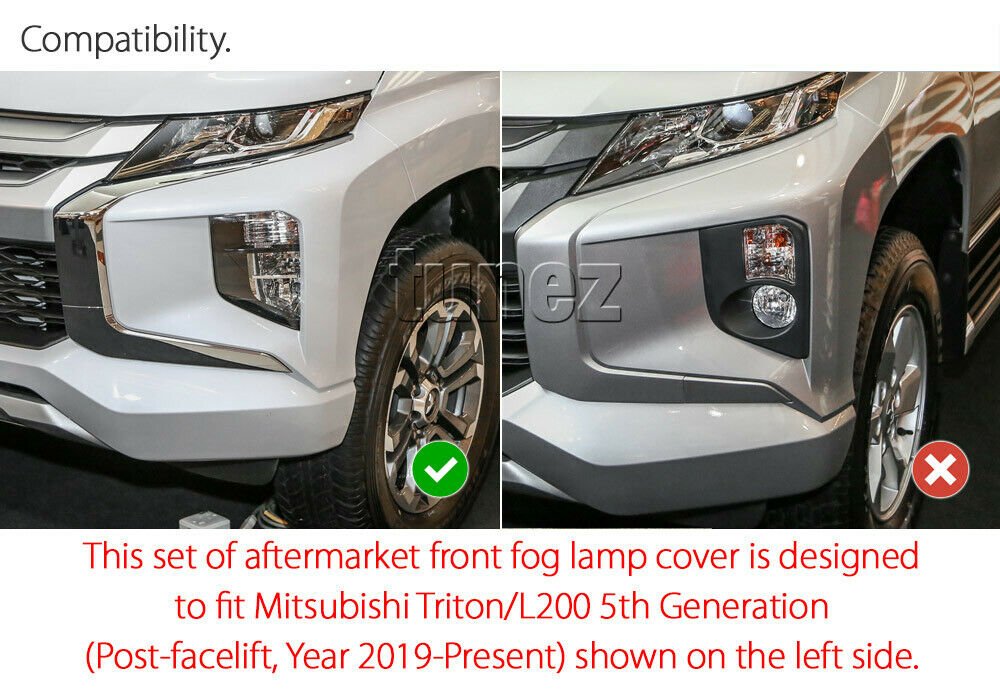 Matte Black Front Fog Light Lamp Cover For Mitsubishi Triton MR 2019 2020 Matt