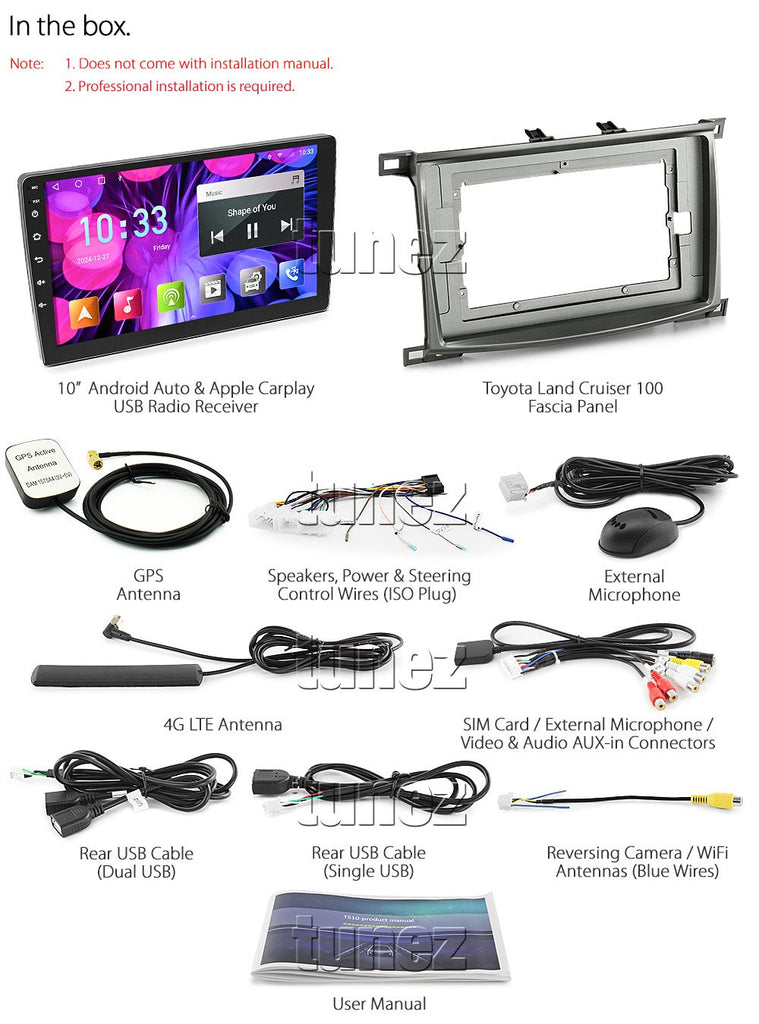 Apple CarPlay Android Auto For Toyota LandCruiser 100 2003-2007 Radio Stereo MP3