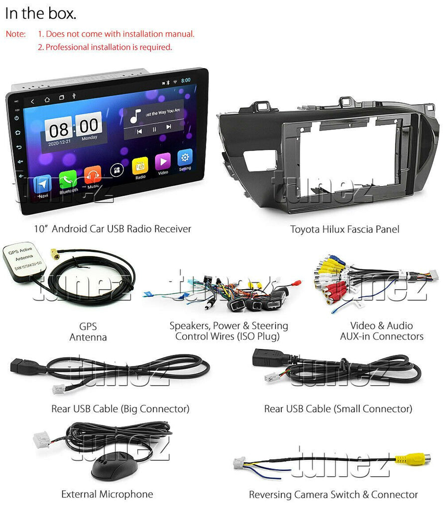 10" Android Car MP3 Player For Toyota Hilux 2016 2017 2018 Radio Stereo GPS MP4
